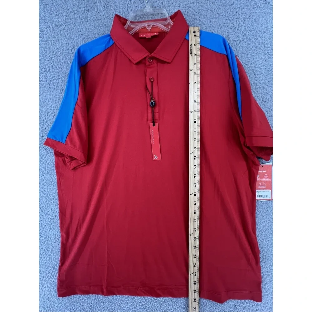 NEW Redvanly Men's Size XL Rio Red Blue Golf Polo Shirt Stretch